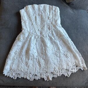Fashion Nova White Strapless Lace Dress